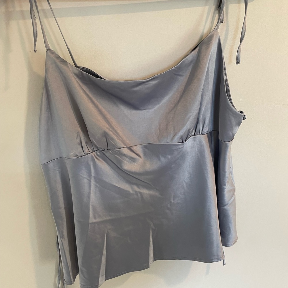 Dusty blue satin top